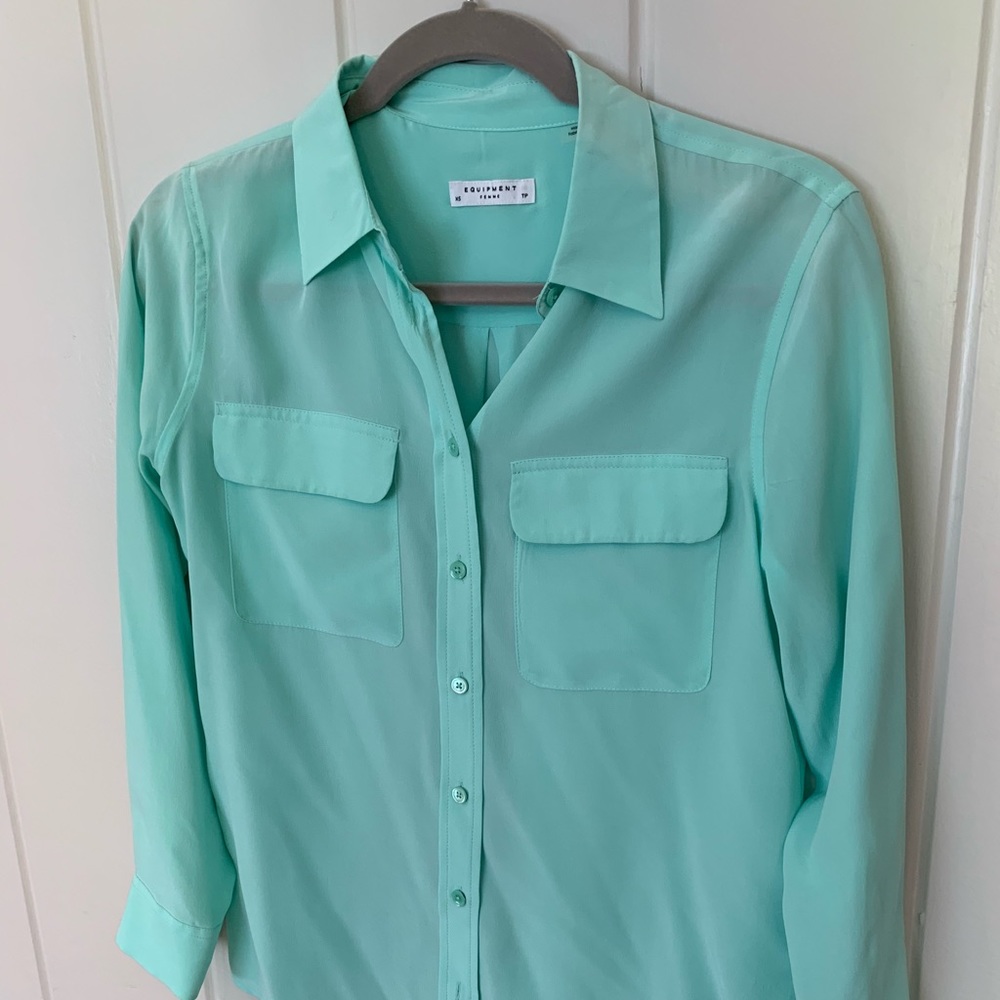 Equipment XS long sleeve utility shirt, Mint